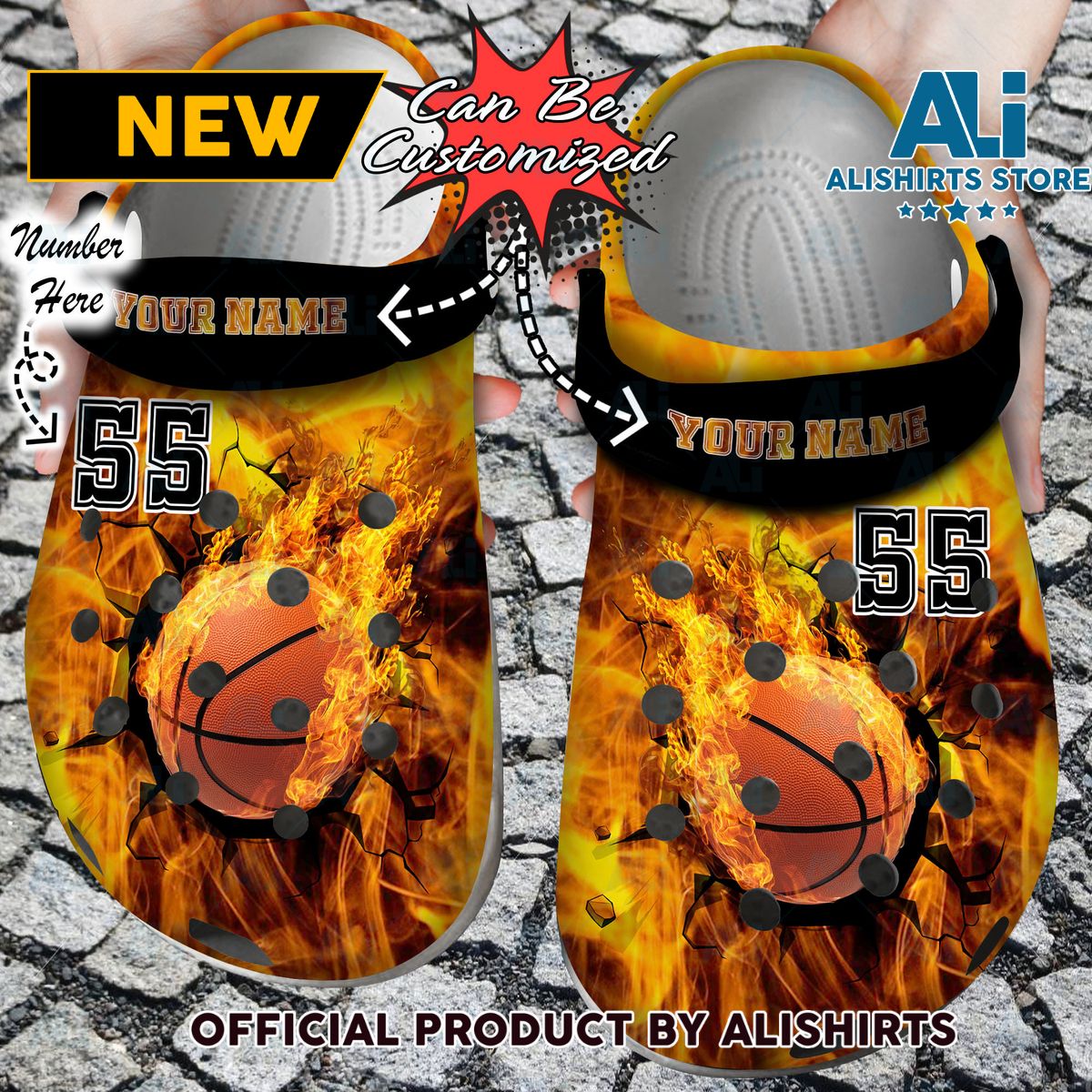 Personalized Fire Basketball Crack Ball Overlays Crocs Crocband Clog Shoes