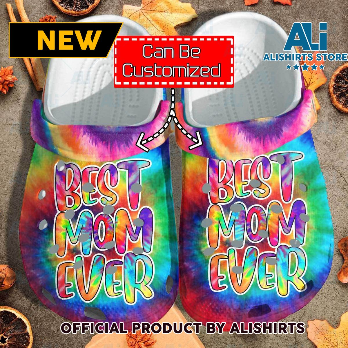 Personalized Funny Best Mom Ever Hippie Tie Dye Style Outdoor Crocs Crocband Clog Shoes