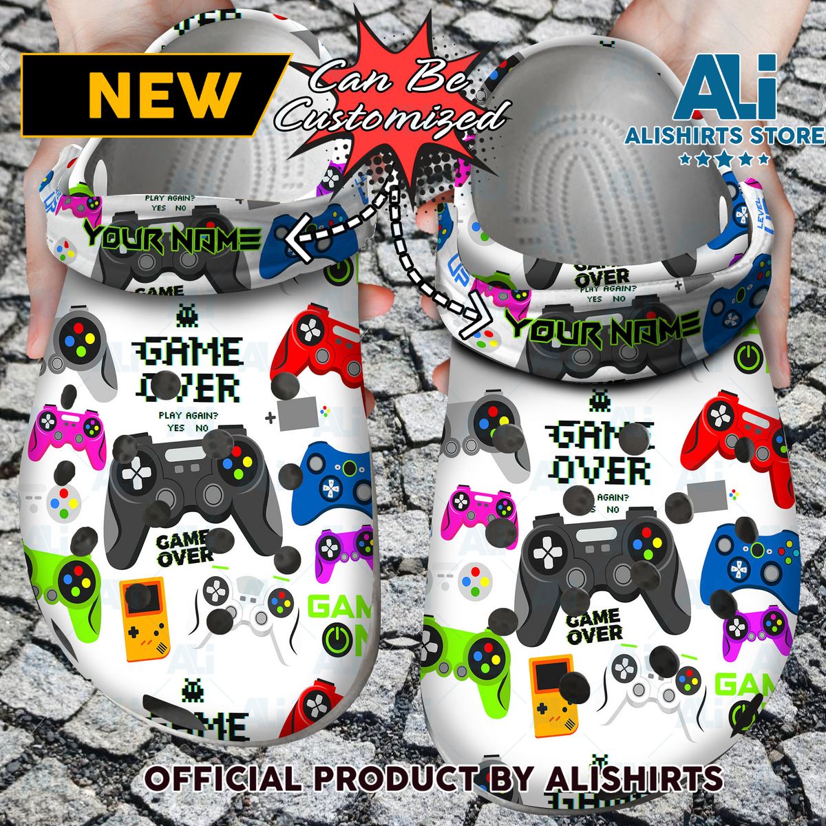 Personalized Gaming Controller Game Over Crocs Crocband Clog Shoes