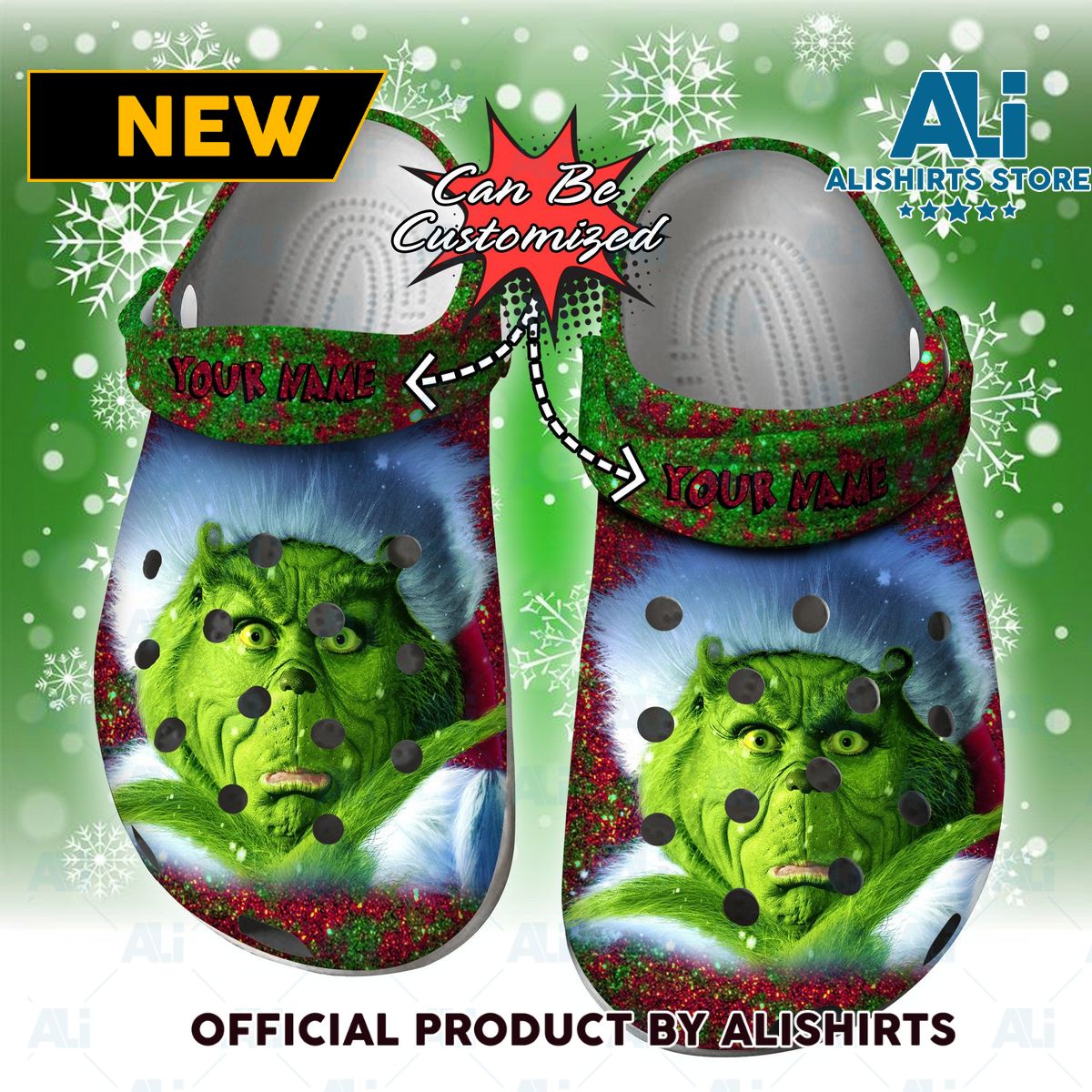 Personalized Grinch Face Christmas Crocs Crocband Clog Shoes