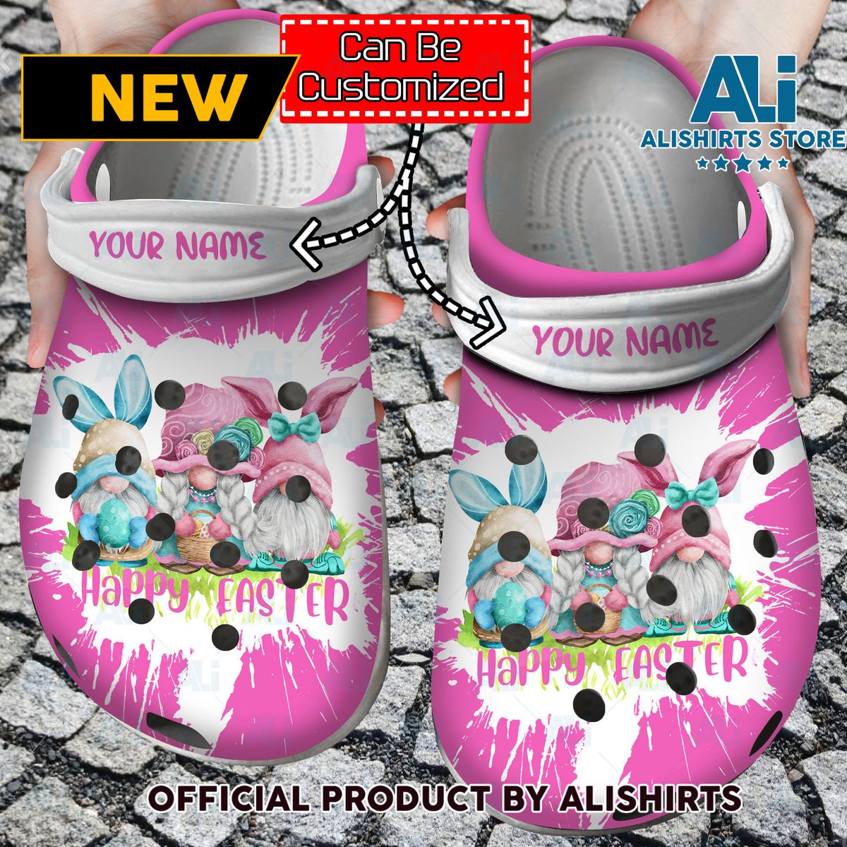 Personalized Happy Easter Gnome Crocs Crocband Clog Shoes