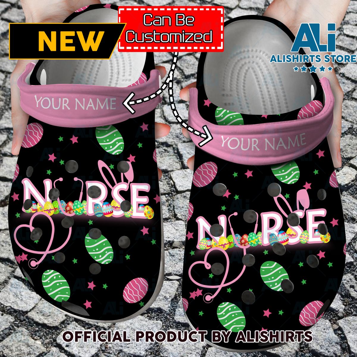 Personalized Happy Easter Nurse Bunny Rabbit Holiday Crocs Crocband Clog Shoes