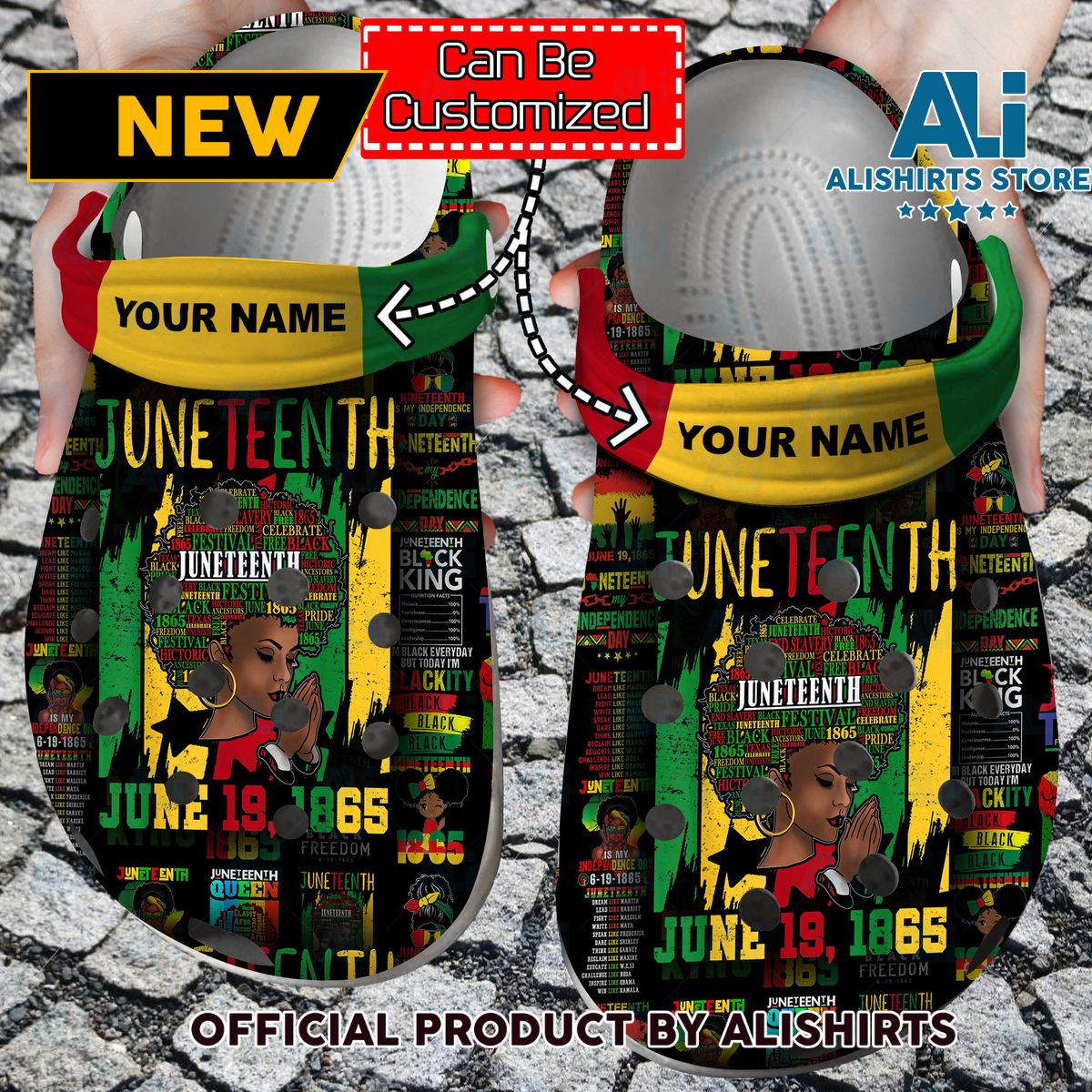 Personalized Juneteenth Black Americans Independence 1865 Crocs Crocband Clog Shoes