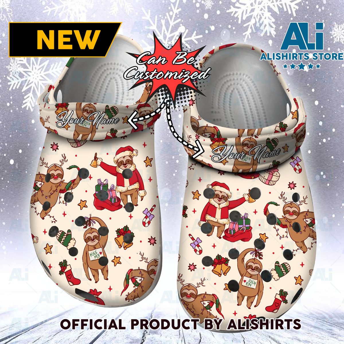 Personalized Lovely Christmas Sloth Pattern Crocs Crocband Clogs Crocs Crocband Clog Shoes