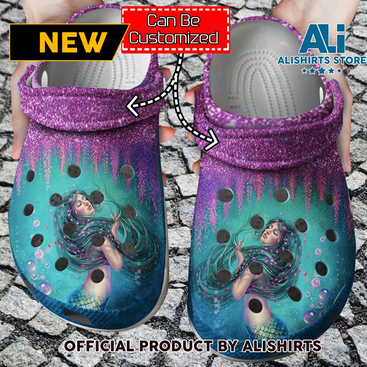 Personalized Mermaid Glitter Crocs Crocband Clogs Crocs Crocband Clog Shoes