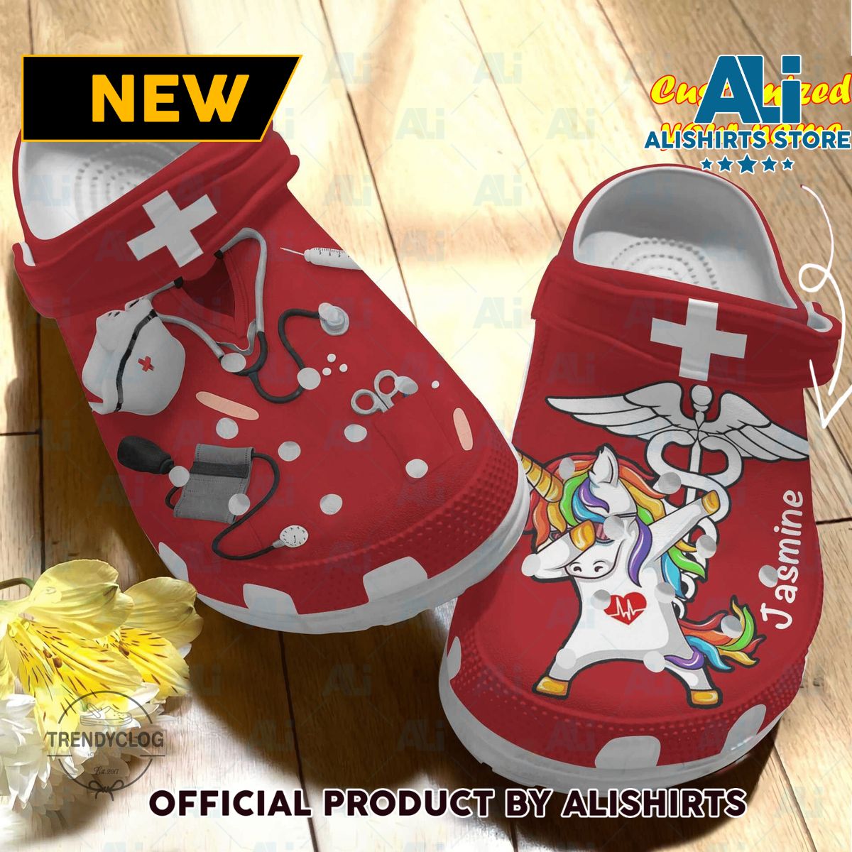 Personalized Scrubs For Nurses And Unicorn Crocs Crocband Clog Shoes