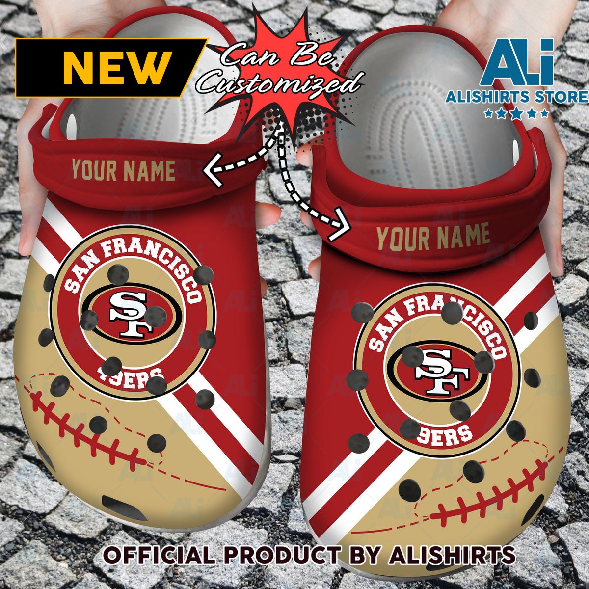 Personalized SF 49ers Football Team Rugby Crocs Crocband Clog Shoes