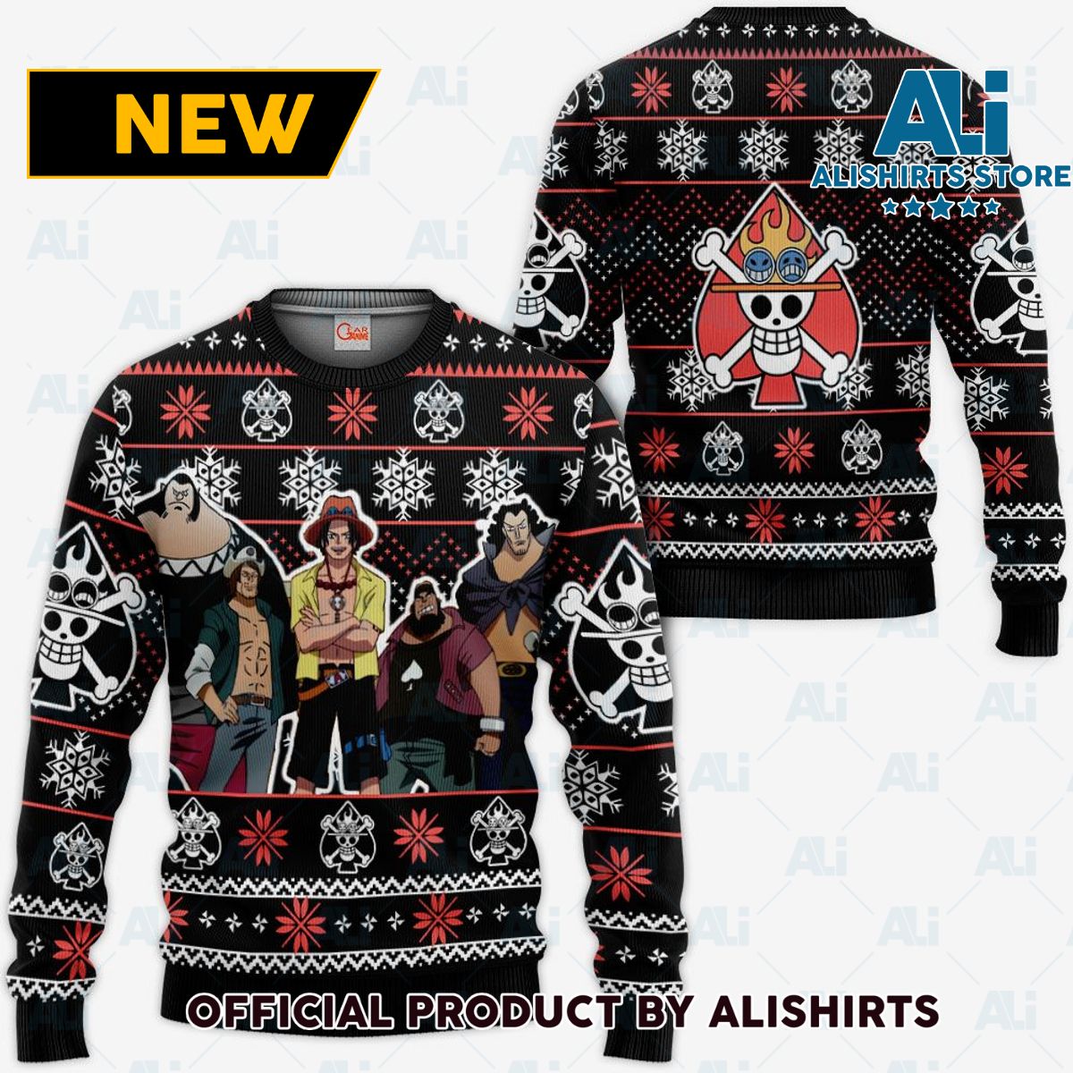 Ace Spade Pirates Ugly Christmas Sweater Custom Anime One Piece