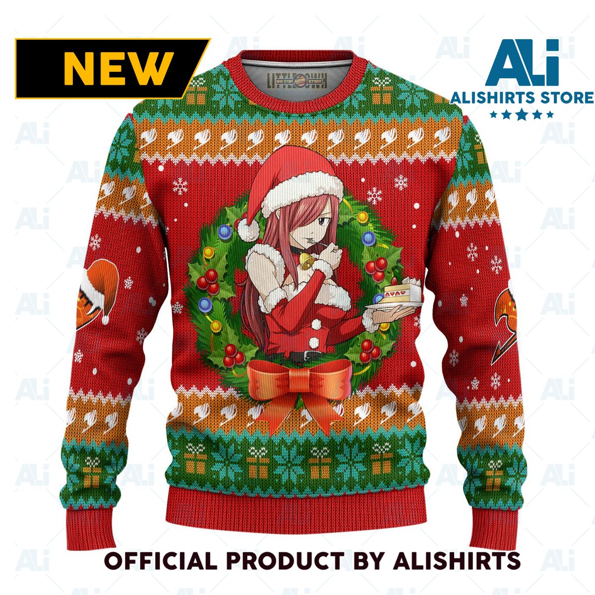 Erza Scarlet Anime Ugly Christmas Sweater Custom Fairy Tail