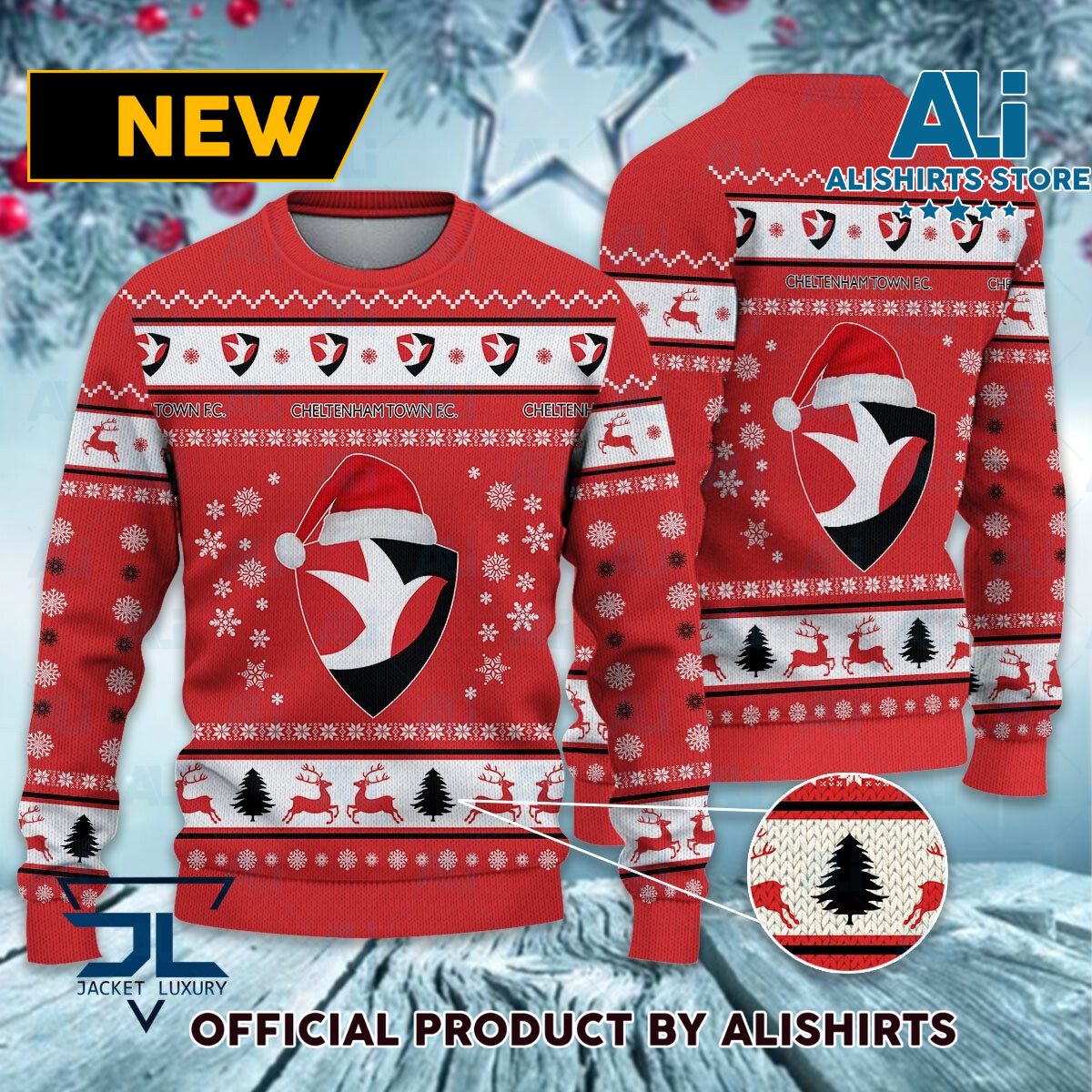 Cheltenham Town FC logo EFL Championship Christmas Sweater