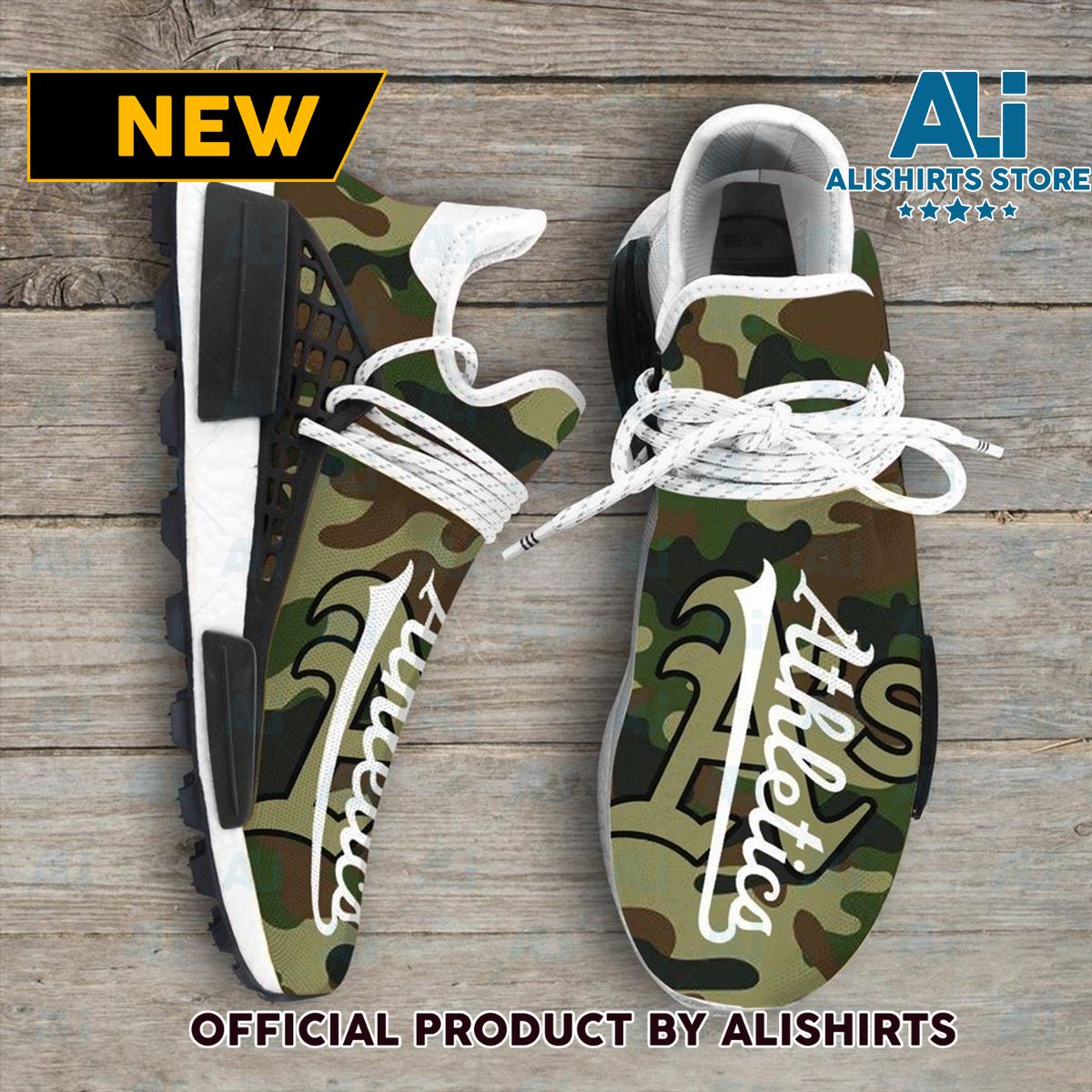 Camo Camouflage Oakland Athletics MLB Sport Teams NMD Human Race Adidas NMD Sneakers