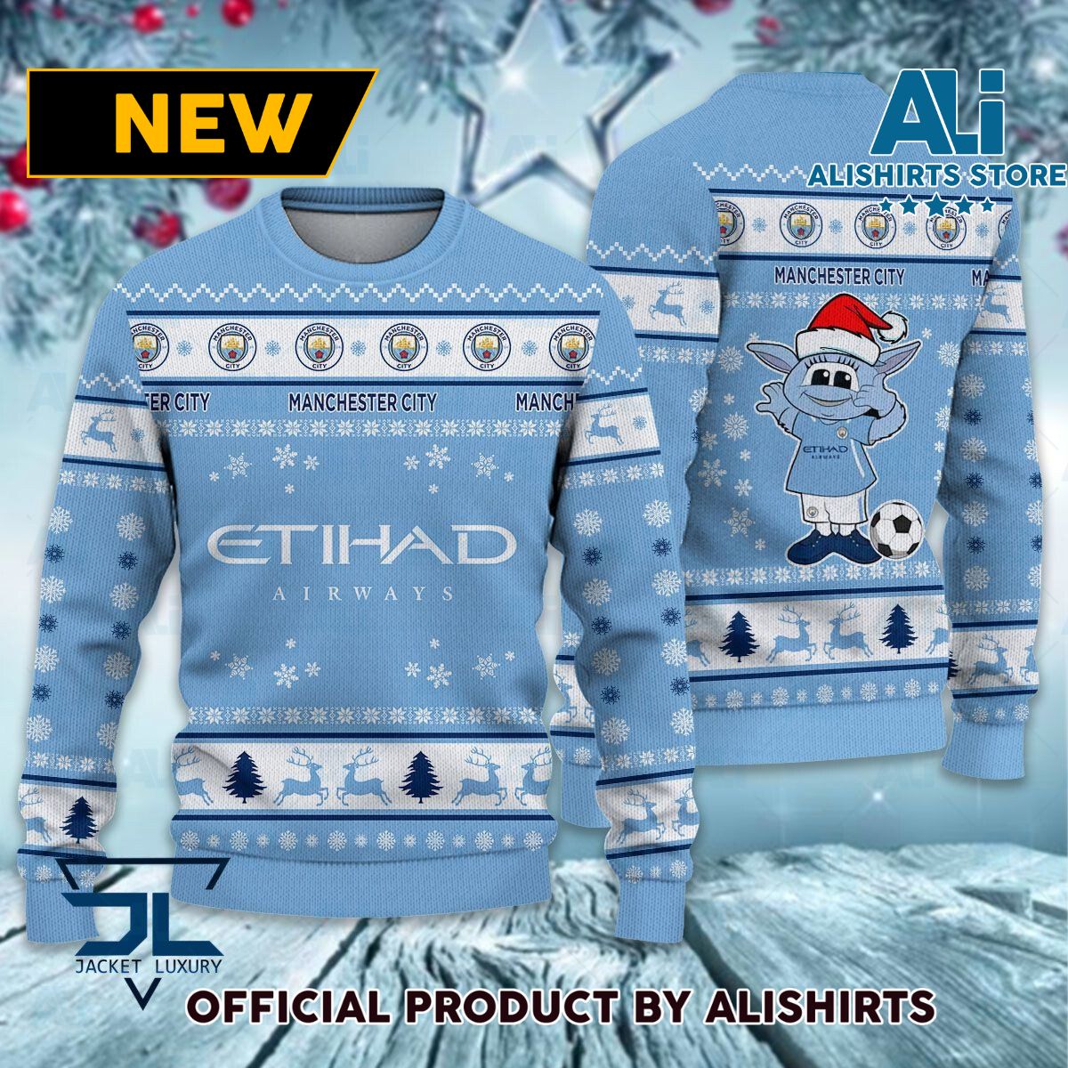 Manchester City FC Mascot premier league Ugly Christmas Sweater