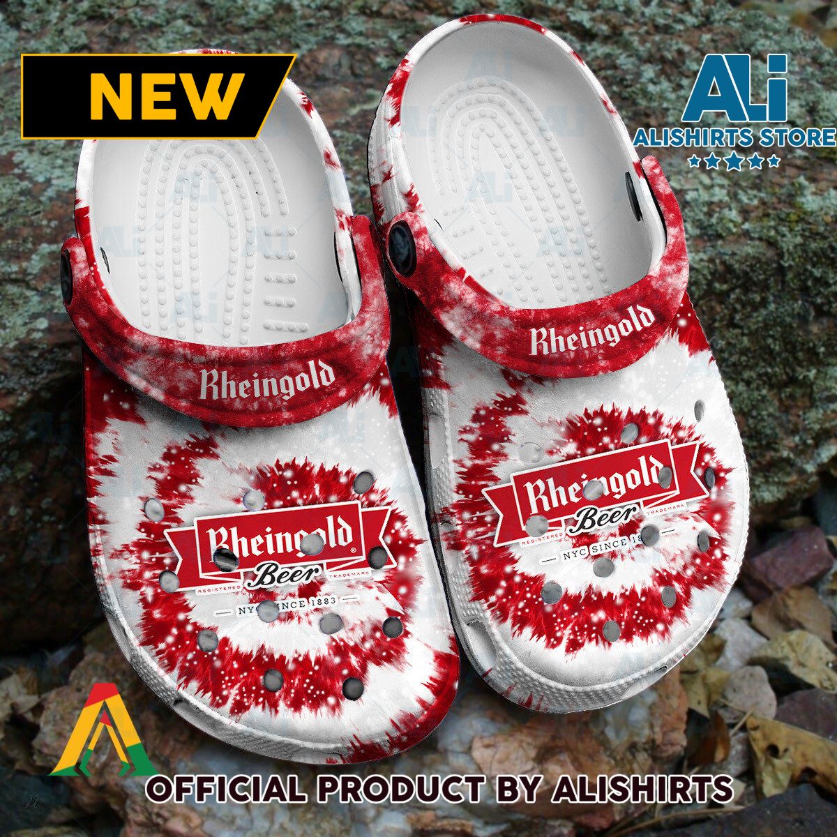 Rheingold Beer Signature logo Tie Dye Pattern Crocs Crocband Clogs ALI