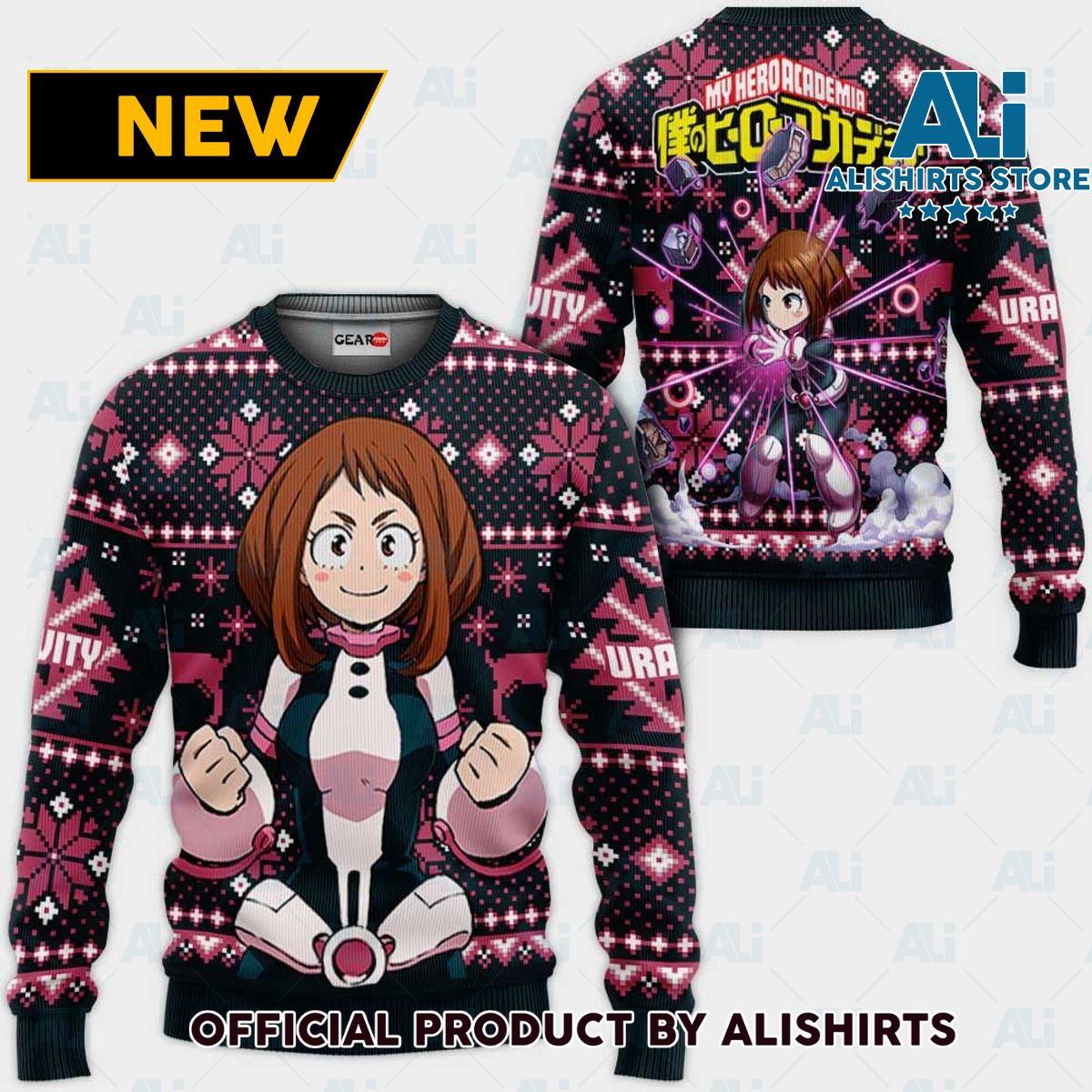 Ochaco Uraraka Ugly Christmas Sweater Custom Anime My Hero Academia