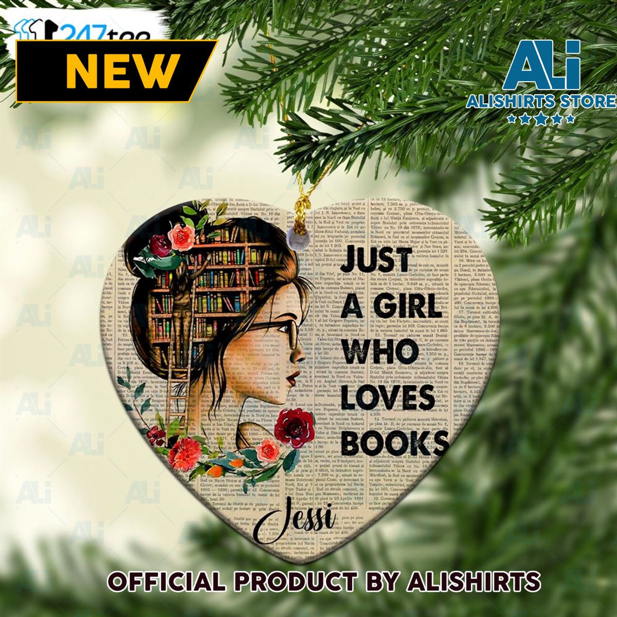 Personalized Just A Girl Who Loves Books Ornament Book Lovers