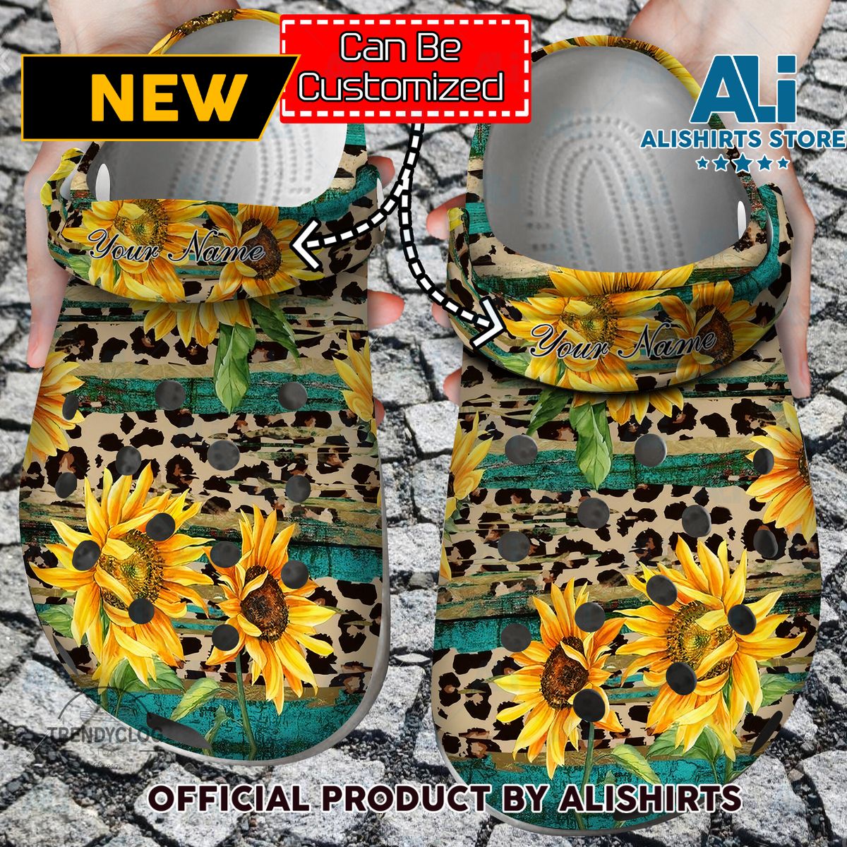 Rustic Sunflower Tea Wood Leopard Crocs Crocband Clog Shoes