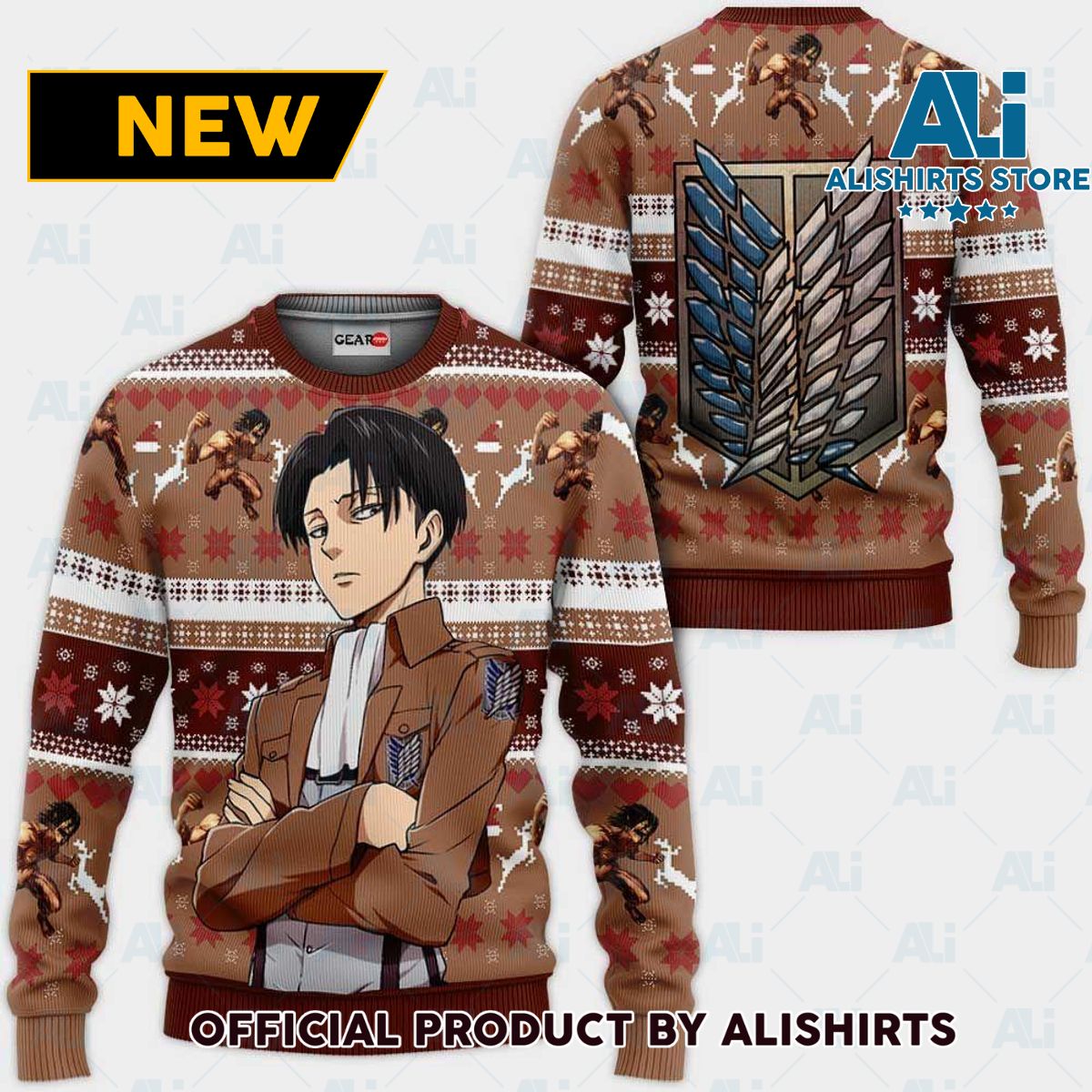 Levi Ackerman Ugly Christmas Sweater Custom Anime Attack On Titan