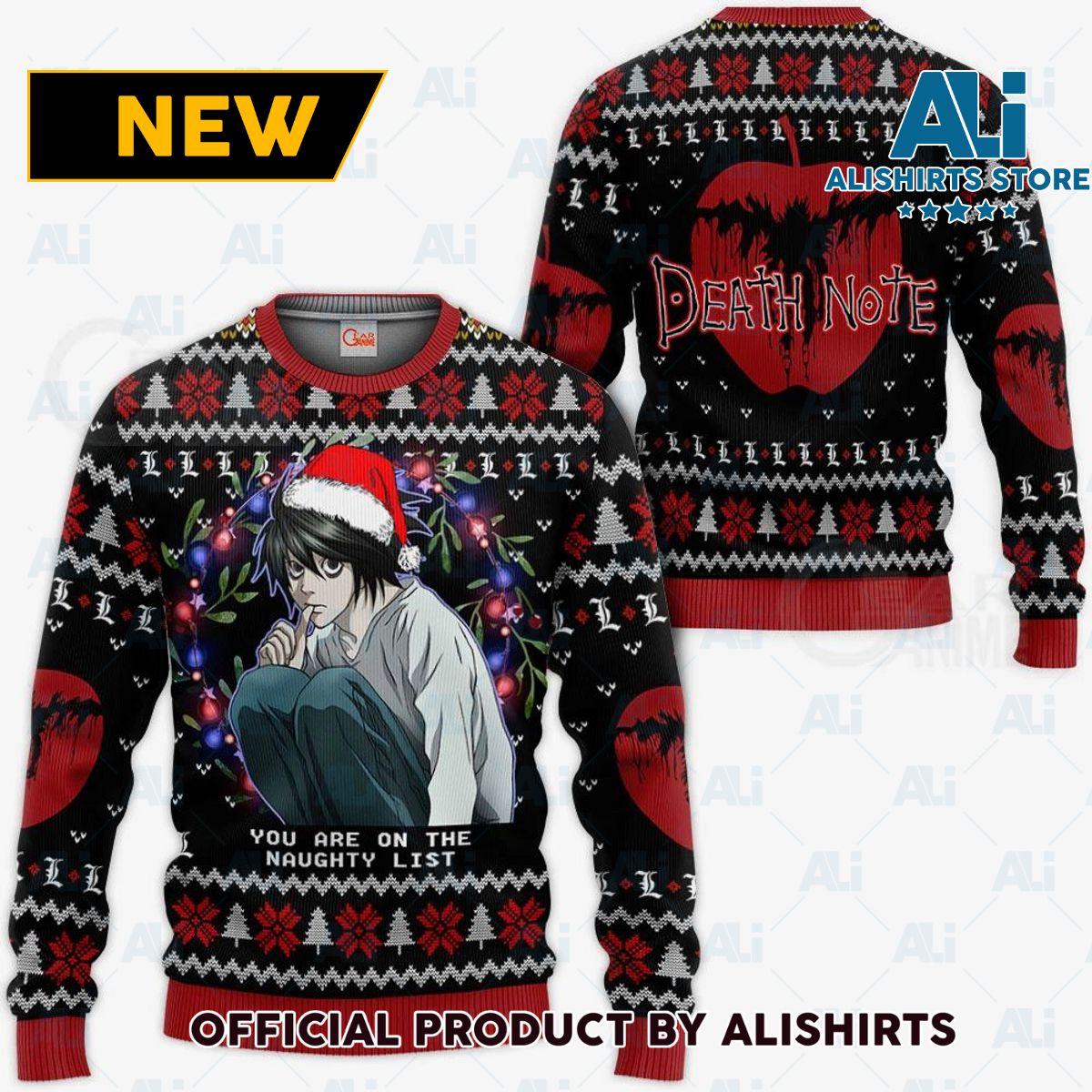 L Lawliet Ugly Christmas Sweater Death Note Anime