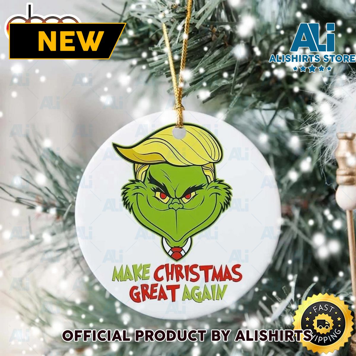 Trump The Grinch Face Funny Christmas Grinch Tree Ornament