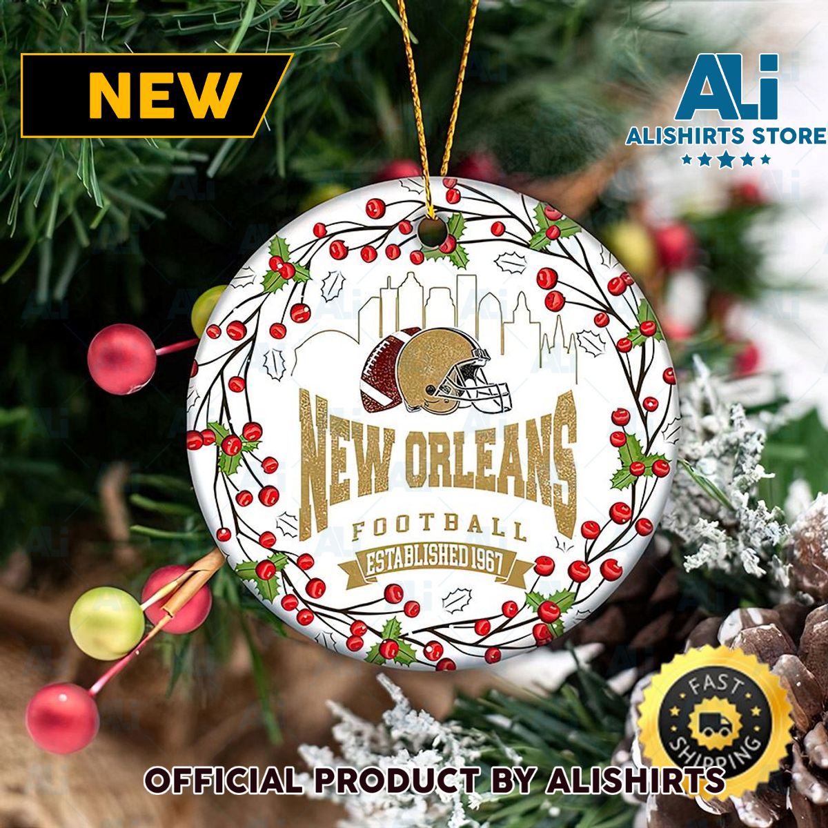 New Orleans Football Chritmas Football Christmas Hallmark NFL Ornaments 2022