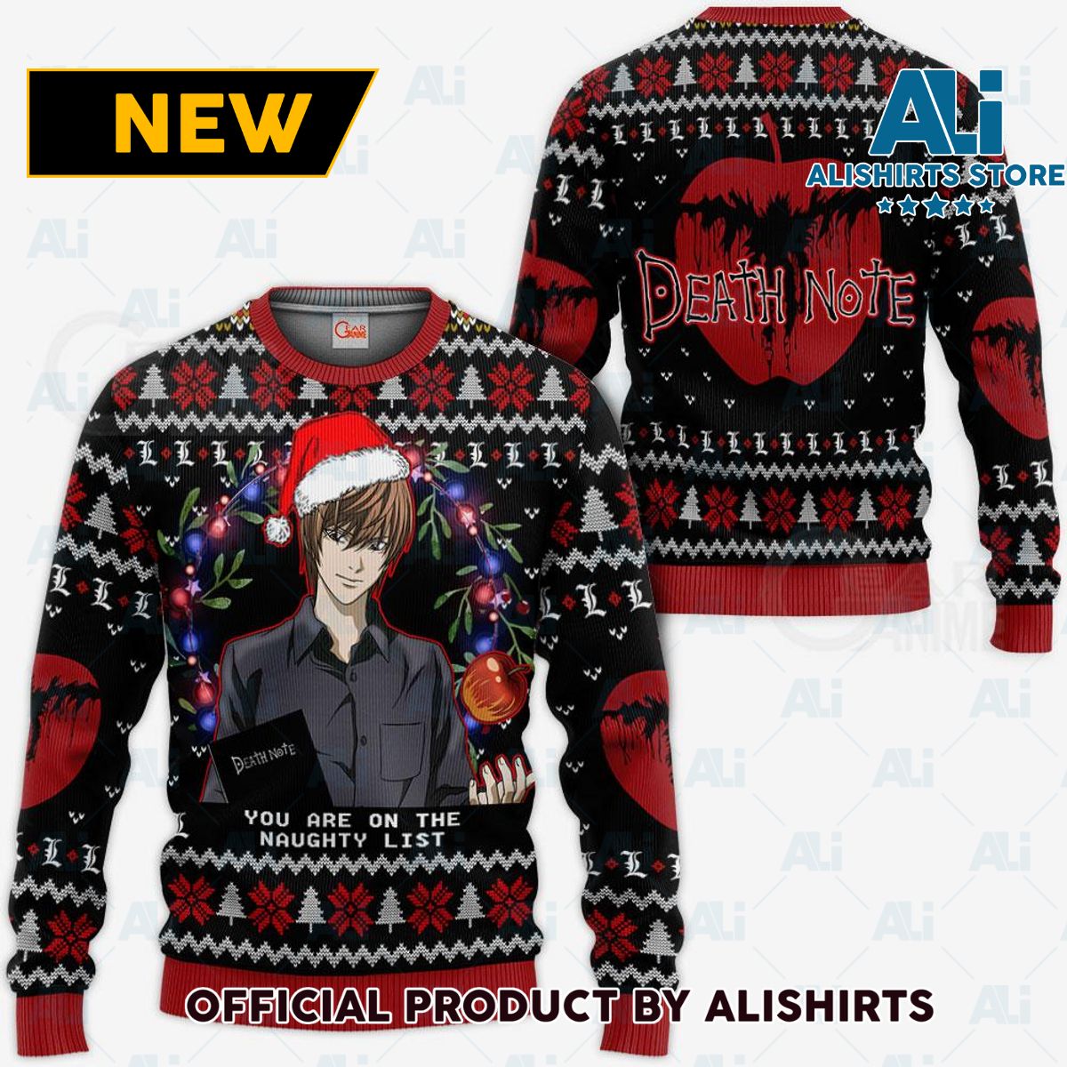 Light Yagami Ugly Christmas Sweater Death Note Anime