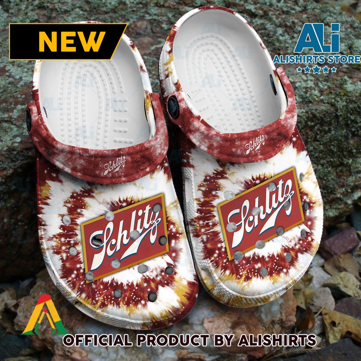 Schlitz Beer Signature logo Tie Dye Pattern Crocs Crocband Clogs ALI