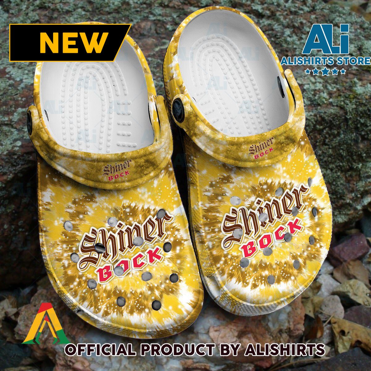 Shiner Bock Beer Signature logo Tie Dye Pattern Crocs Crocband Clogs ALI