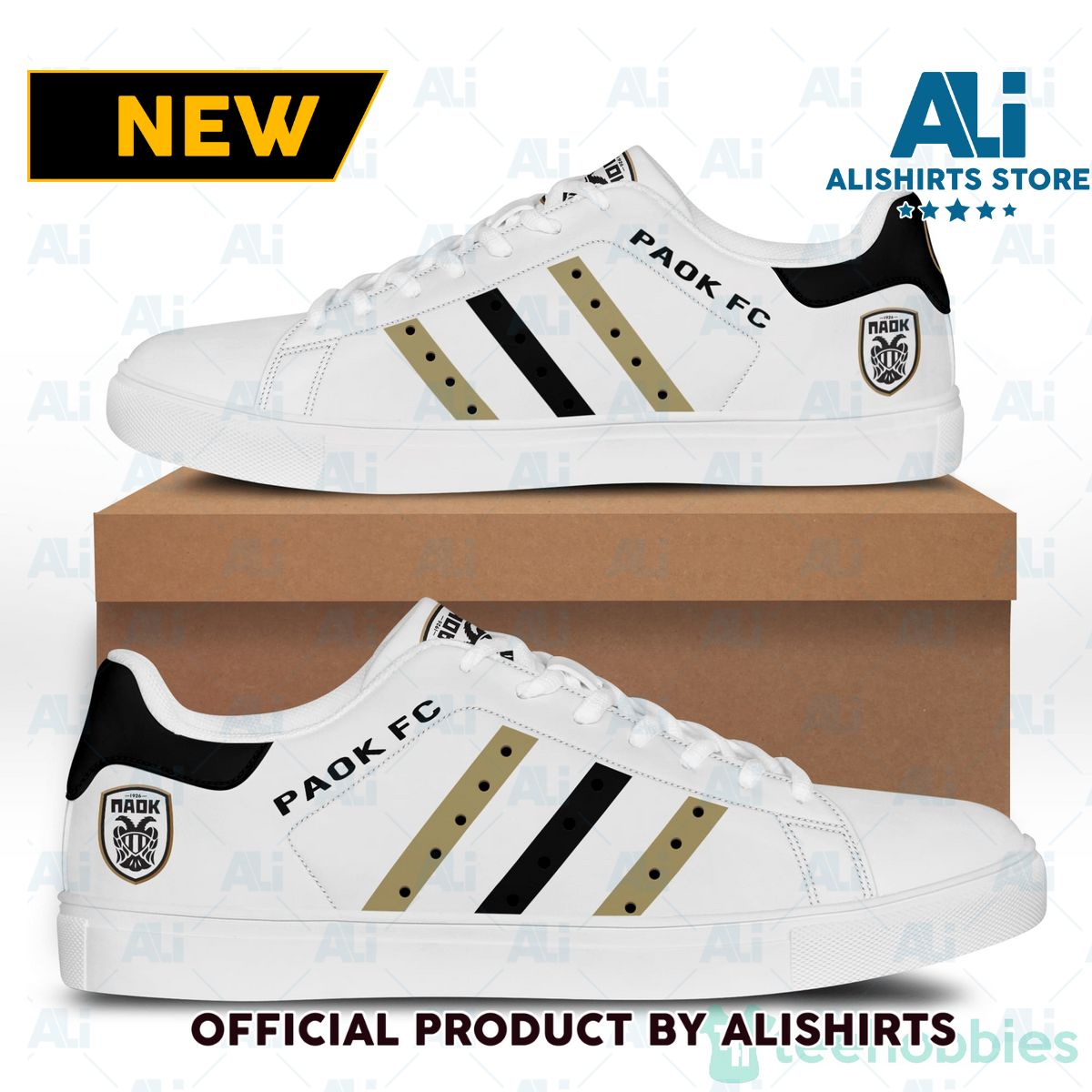 Paok Fc Fans White Adidas Stan Smith Low Top Skate Shoes