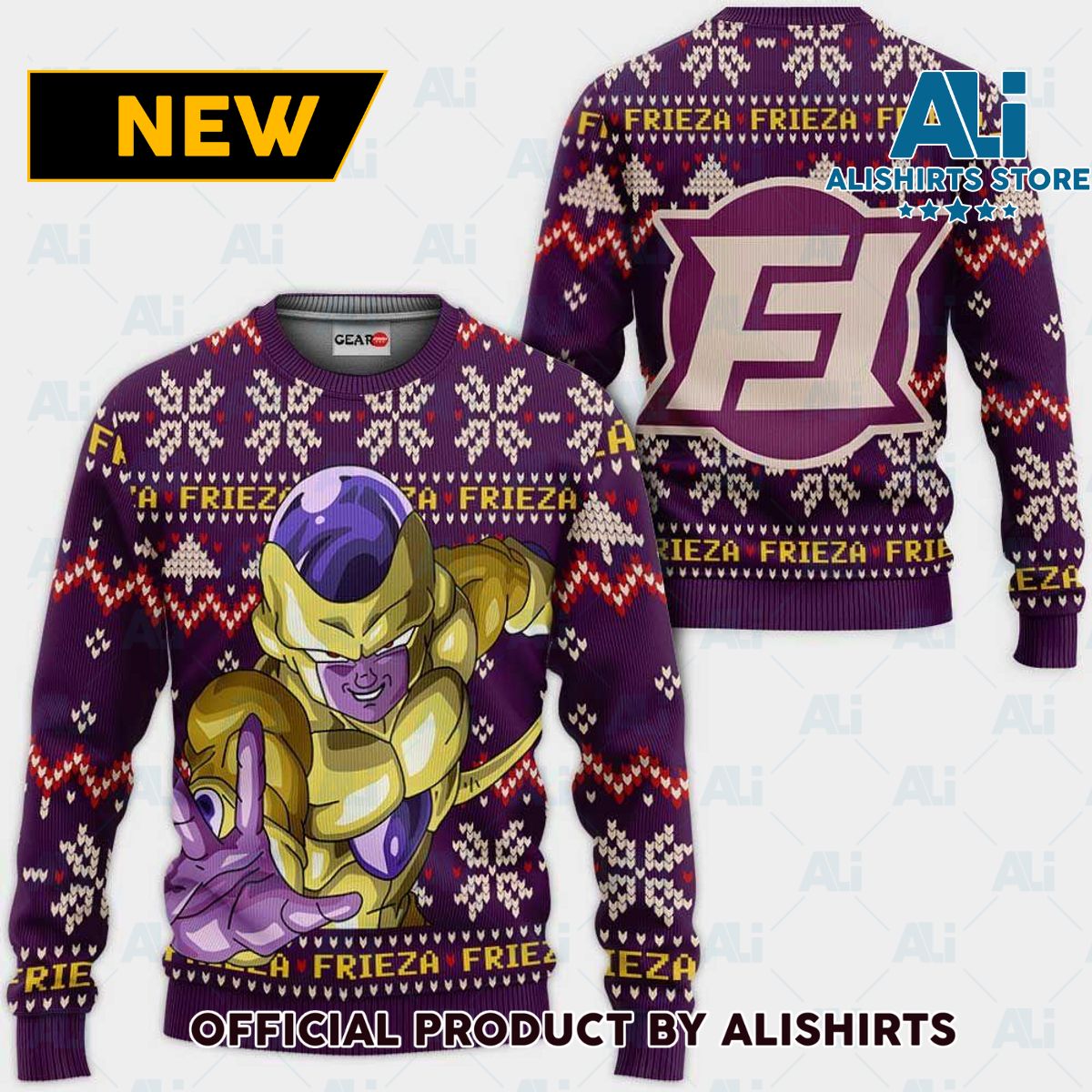 Golden Frieza Ugly Christmas Sweater Custom Anime Dragon Ball