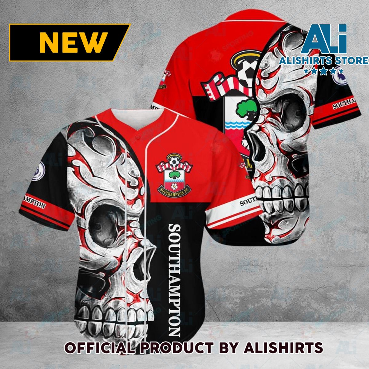 Southampton FC Premier League Skull Baseball Jersey