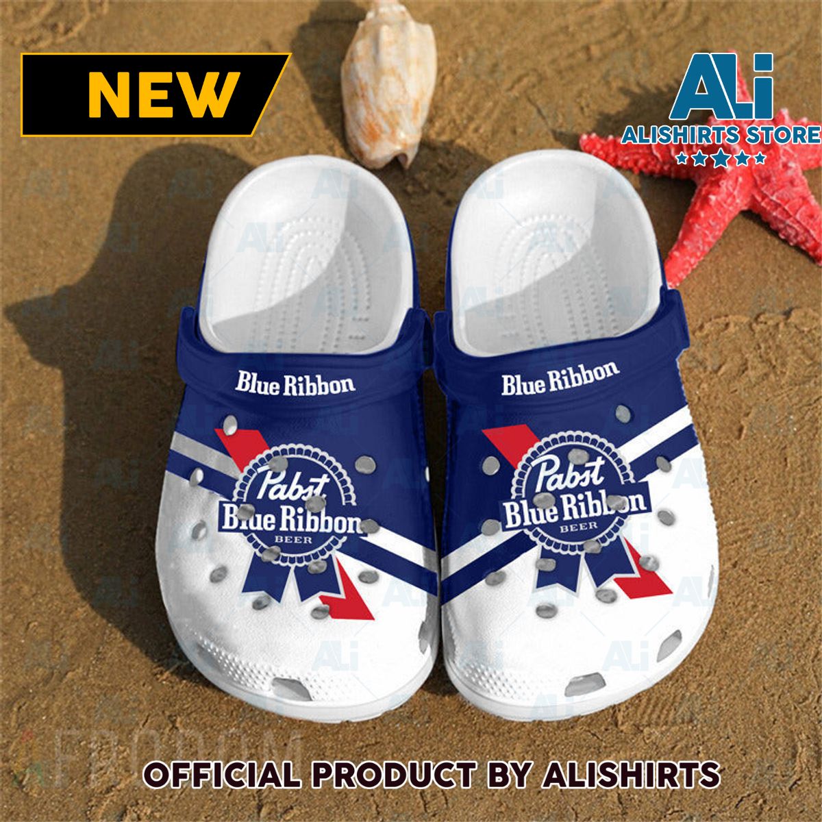 Summer Pabst Blue Ribbon Classic Crocs Crocband Clogs ALI