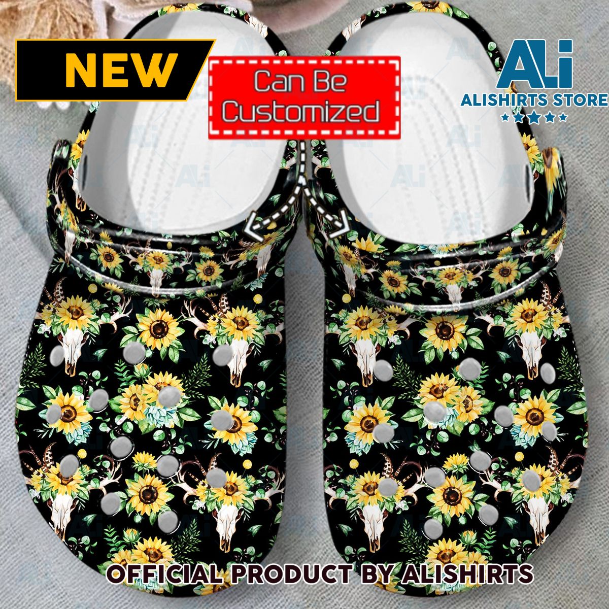 Sunflower And Skull Crocs Crocband Clog Shoes