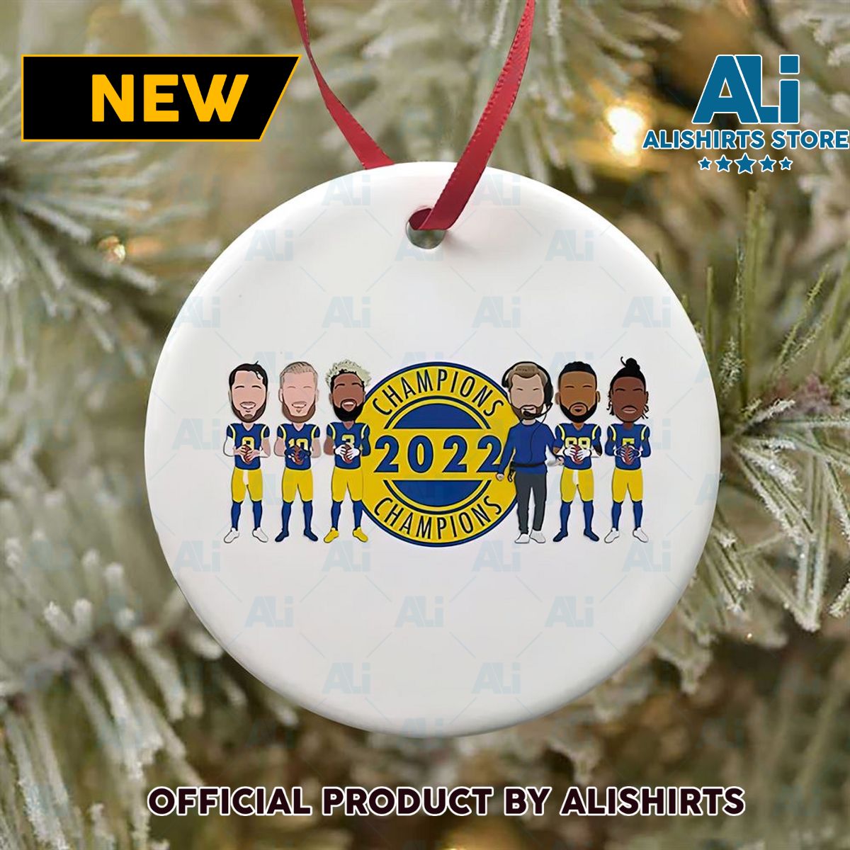 Football Christmas Tree Ornament Los Angeles Rams Champions NFL Ornaments 2022