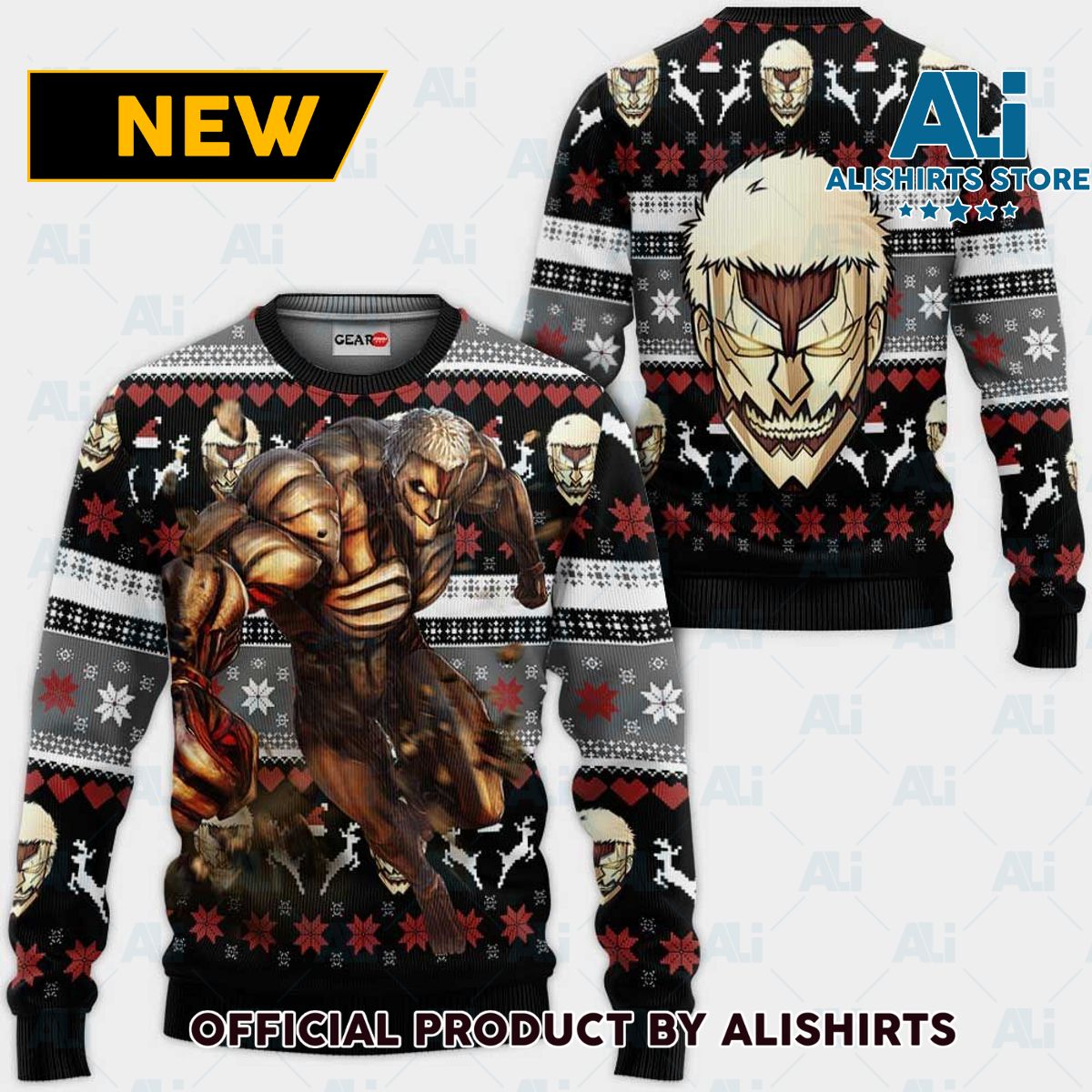 Armored Titan Ugly Christmas Sweater Custom Anime Attack On Titan