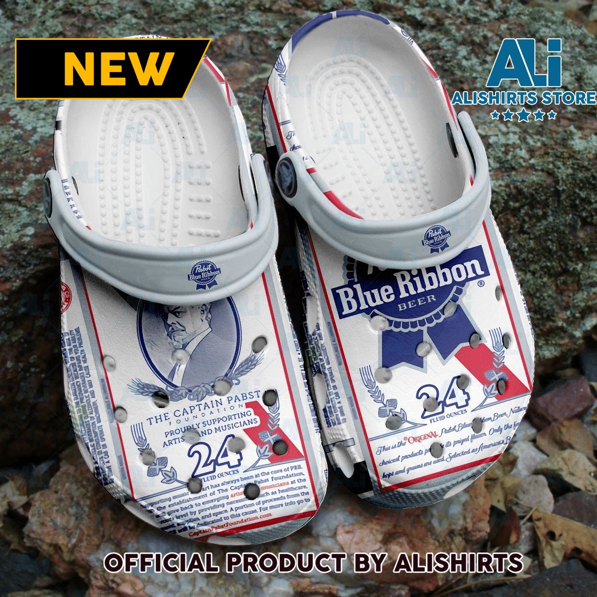 The Captain Pabst Blue Ribbon Classic Crocs Crocband Clogs ALI