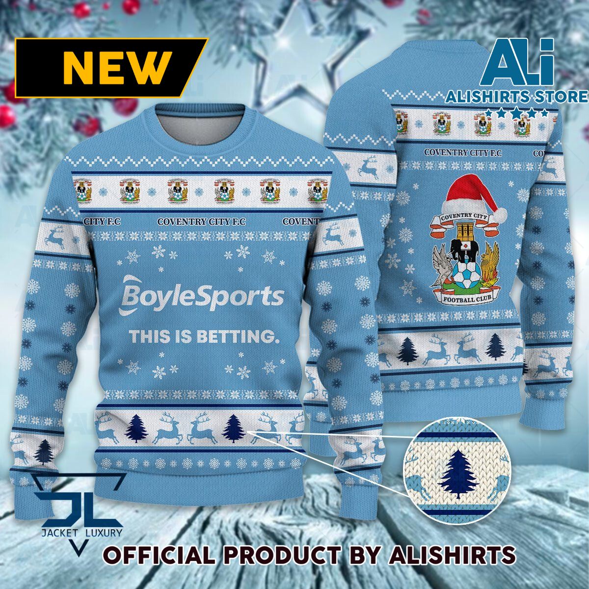 Coventry City FC logo EFL Championship Christmas Sweater