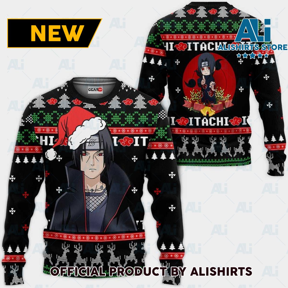 Santa Itachi Ugly Christmas Sweater Custom Nrt Anime