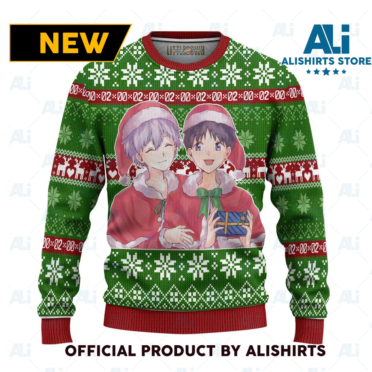 Kaworu X Shinji Anime Ugly Christmas Sweater Custom Neon Genesis Evangelion