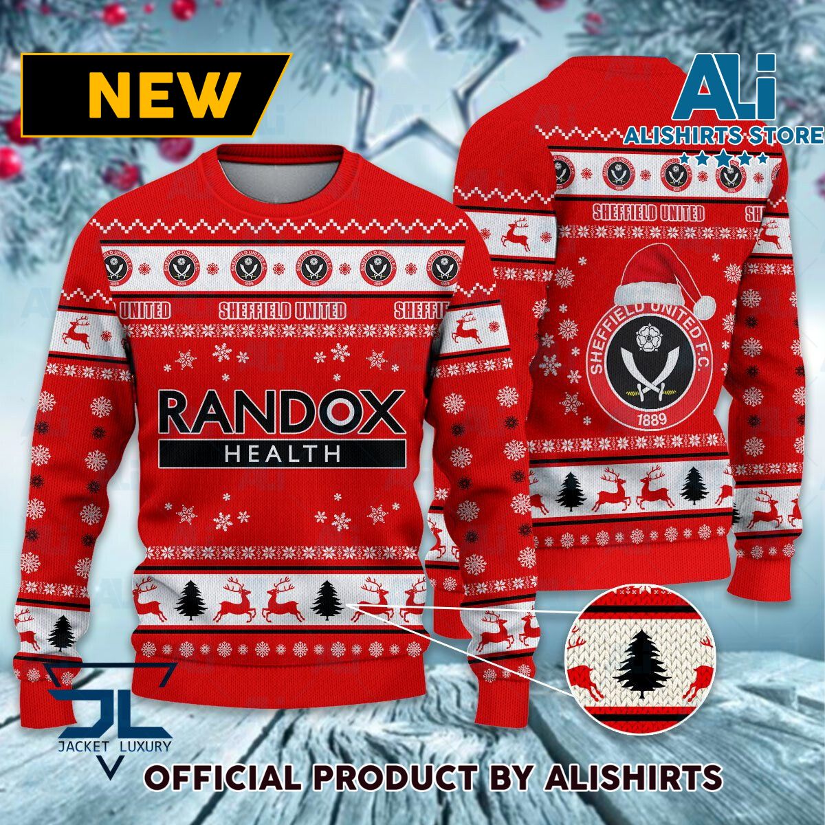 Sheffield United FC logo EFL Championship Christmas Sweater