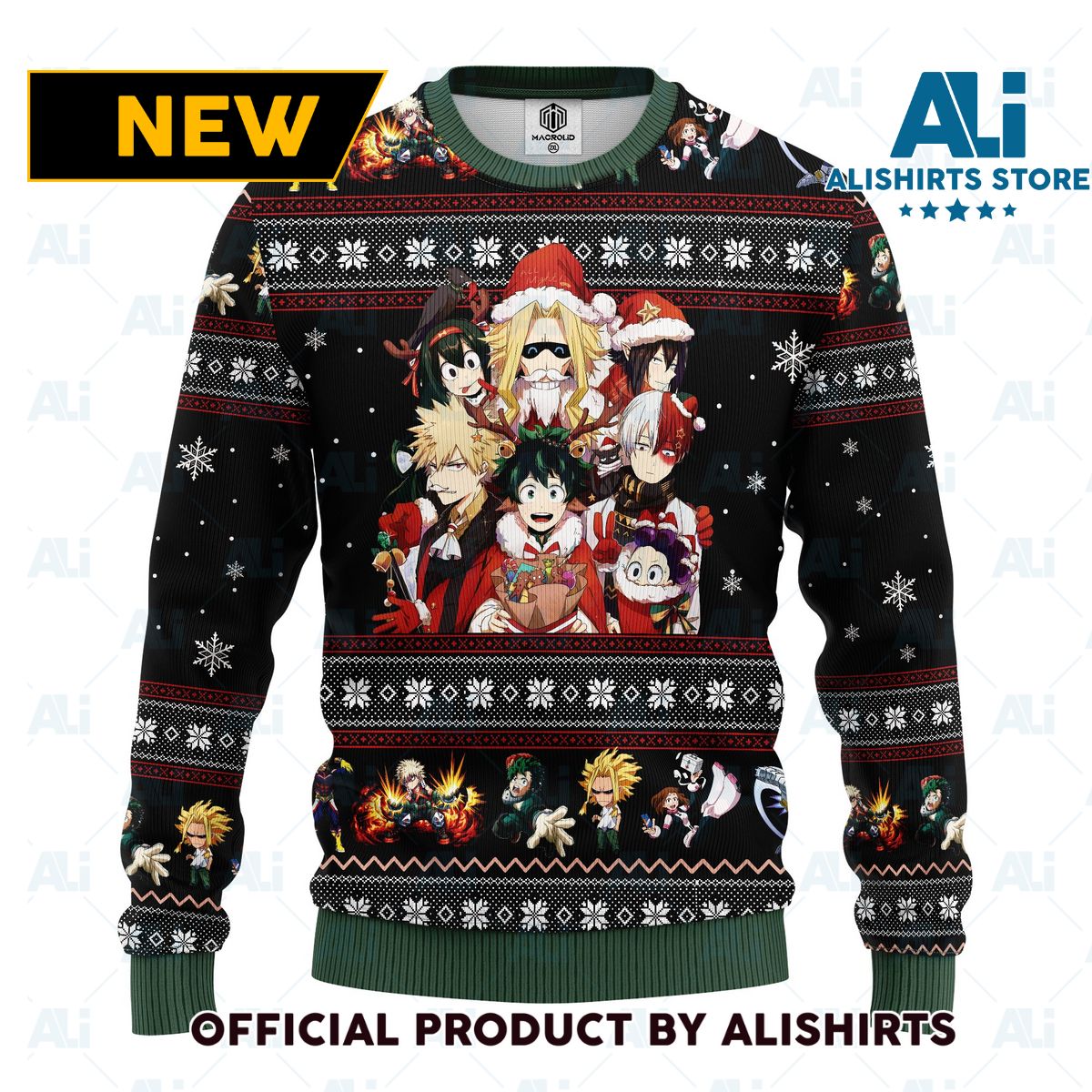 my hero academia anime ugly christmas sweater