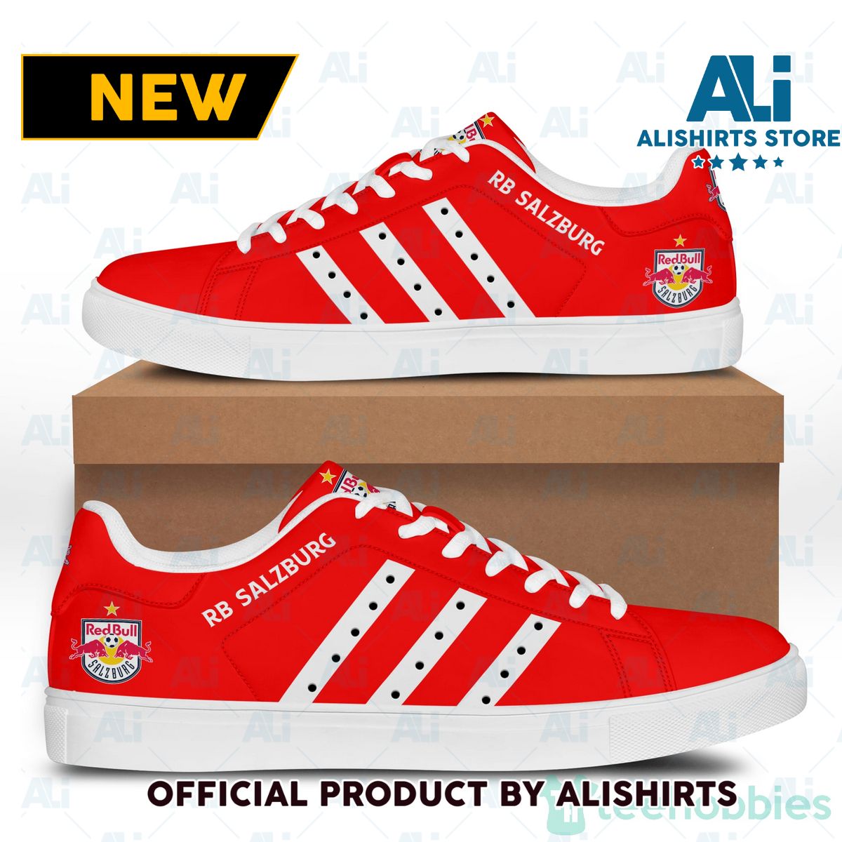 Fc Red Bull Salzburg Red Adidas Stan Smith Low Top Skate Shoes