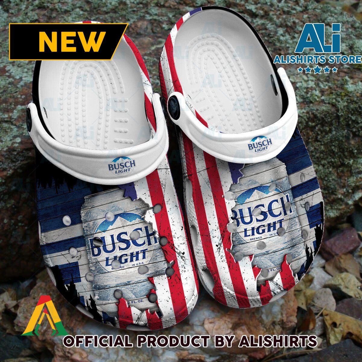 USA Flag Pattern Busch Light Classic Crocs Crocband Clogs ALI