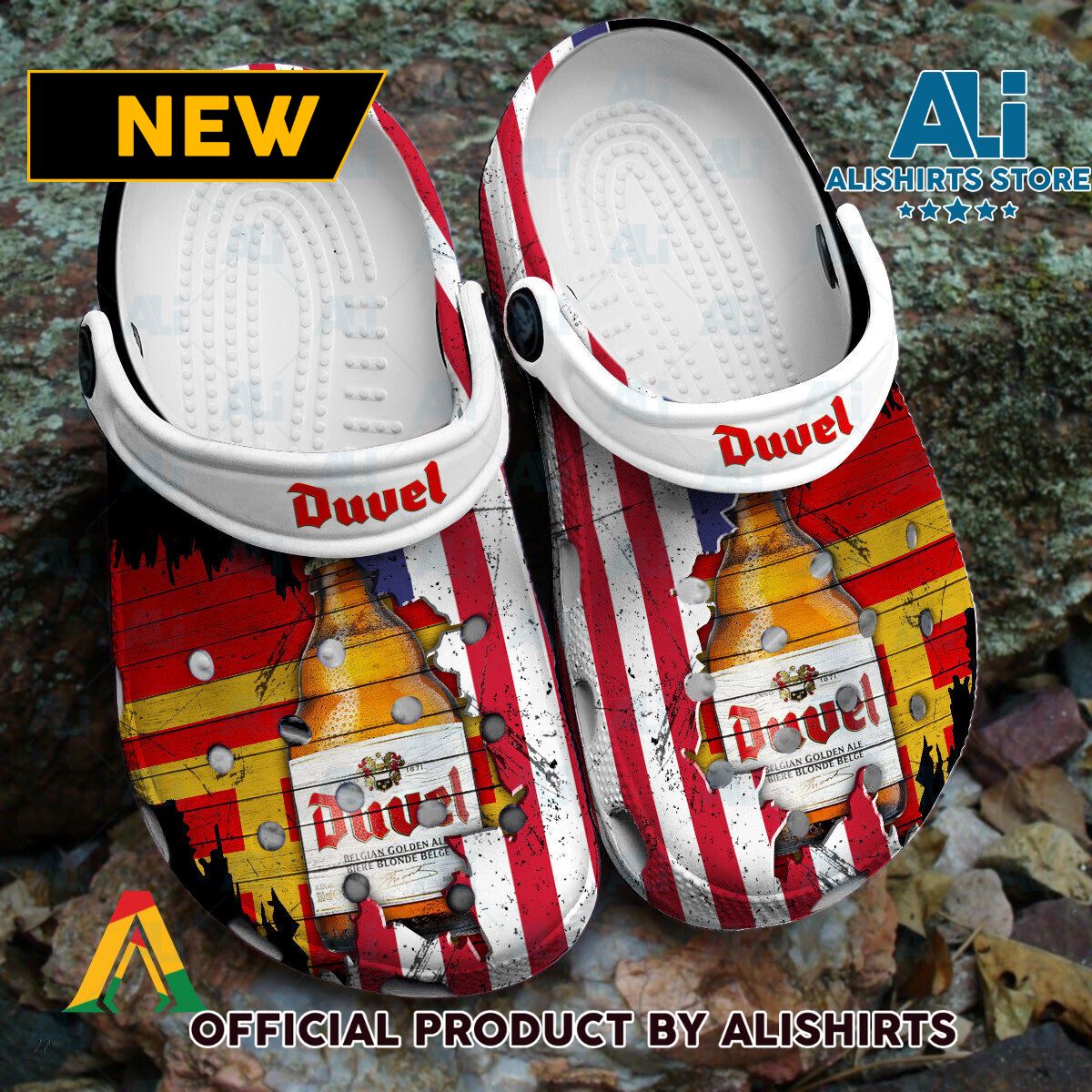 USA Flag Pattern Duvel Beer Classic Crocs Crocband Clogs ALI