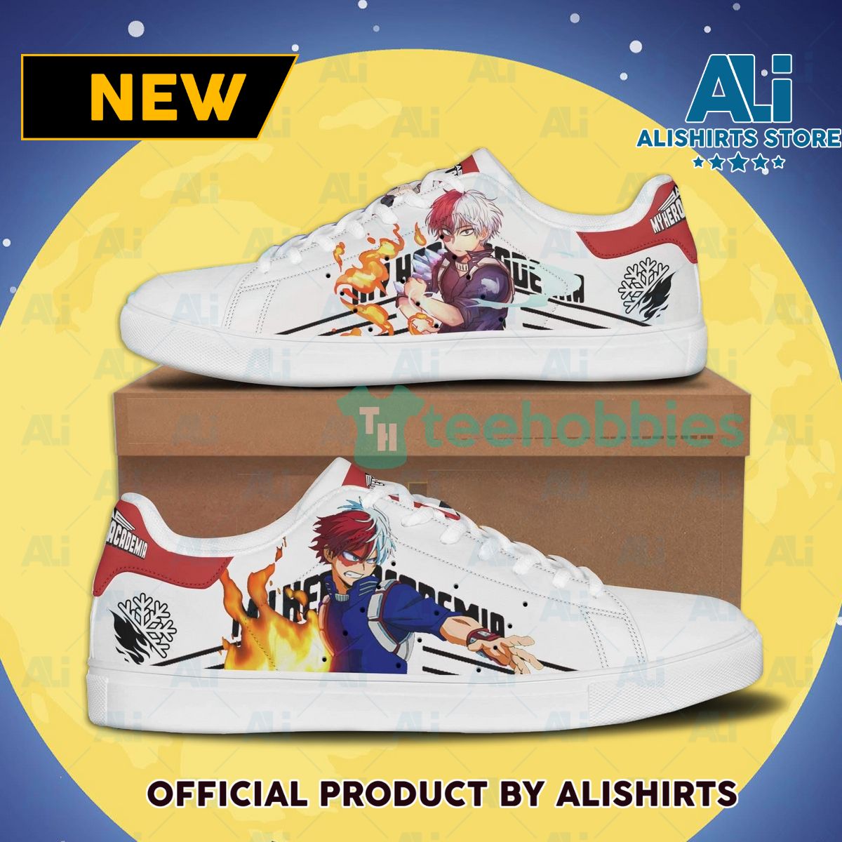 Todoroki My Hero Academia Low Tops Custom Anime Skate Shoes For Anime Fans Adidas Stan Smith Low Top Skate Shoes
