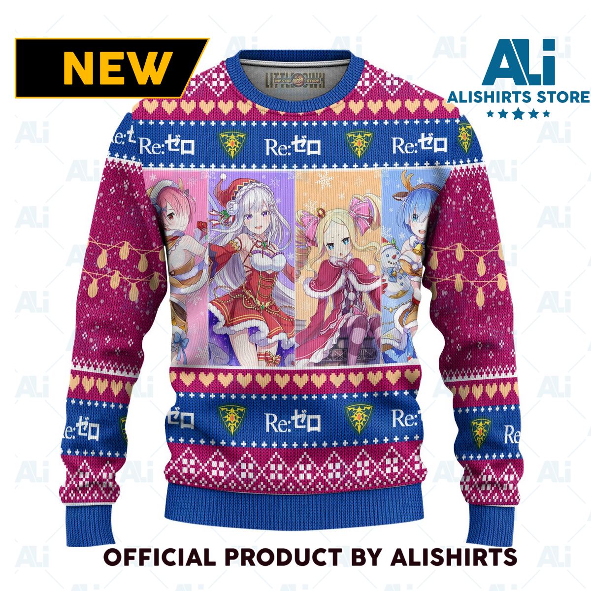 Re Zero Anime Ugly Christmas Sweater Custom Characters