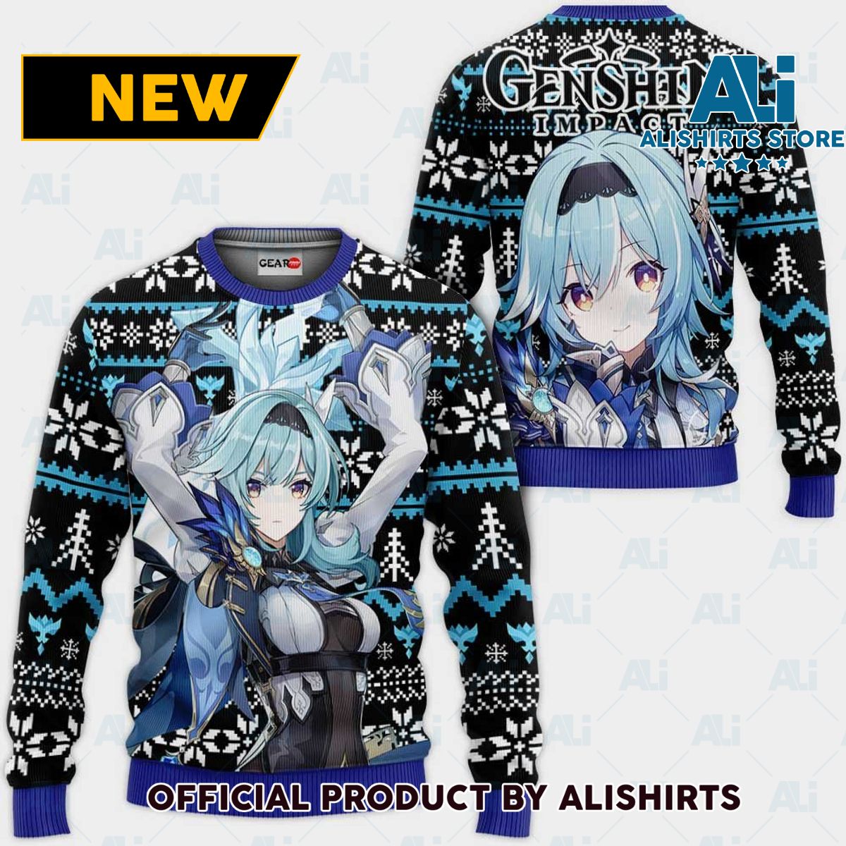 Eula Lawrence Ugly Christmas Sweater Custom Genshin Impact Anime