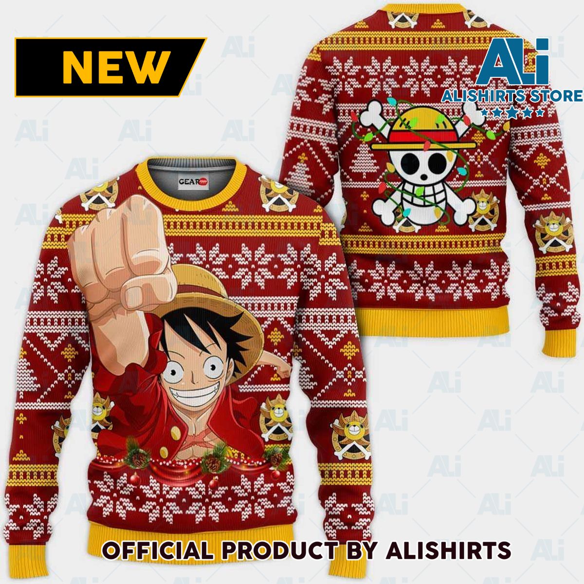 Monkey Luffy Ugly Christmas Sweater Custom One Piece Anime