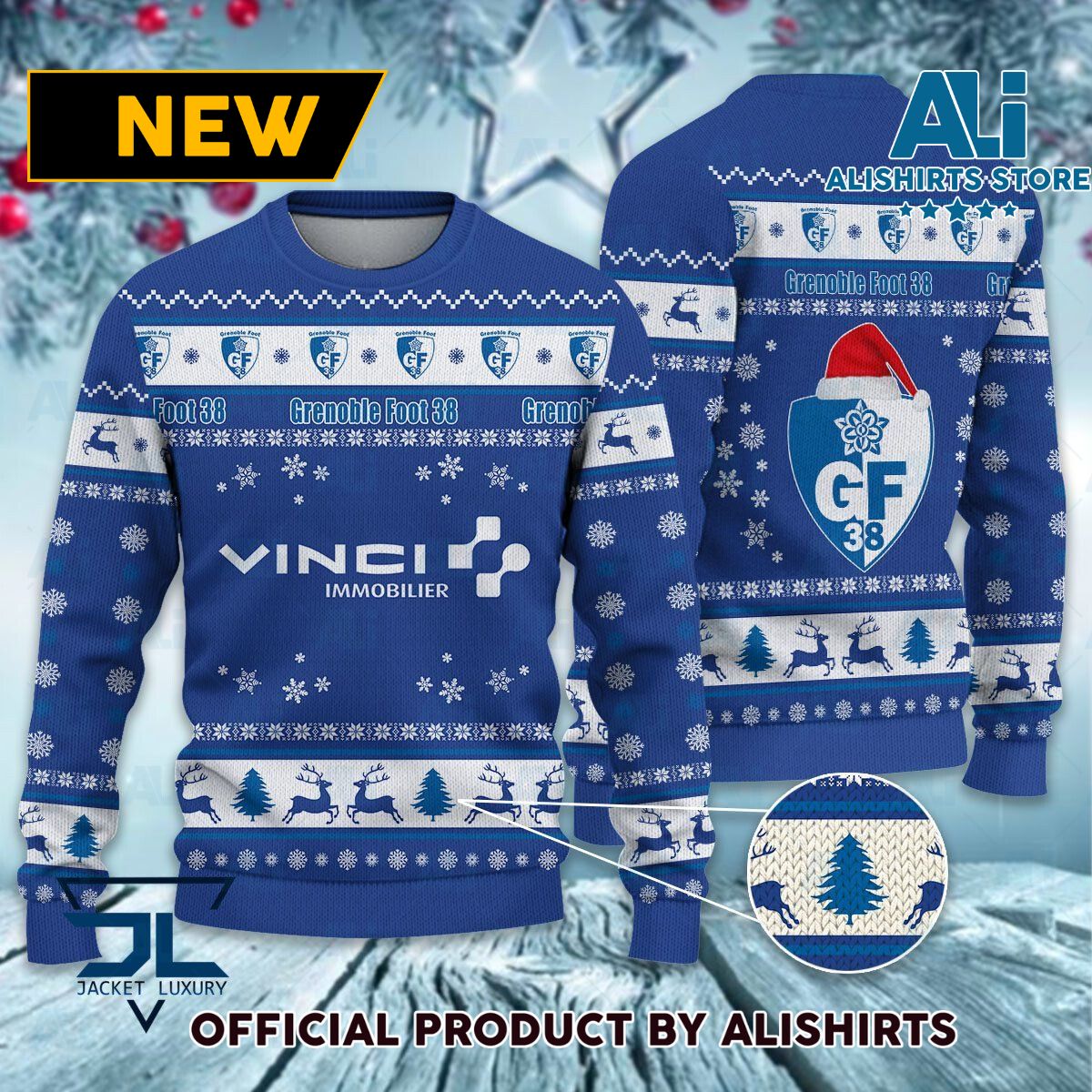 Grenoble Foot 38 Ligue 1 Ugly Christmas sweater