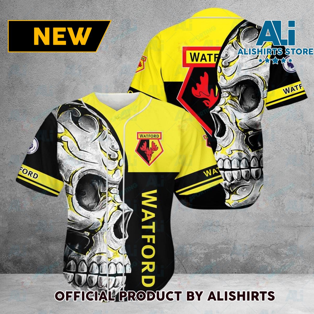 Watford FC Premier League Skull Baseball Jersey