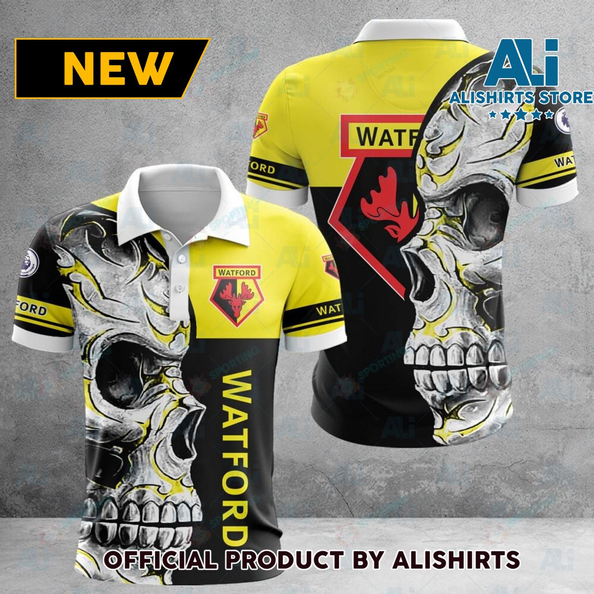 Watford Premier League Skull Polo Shirts